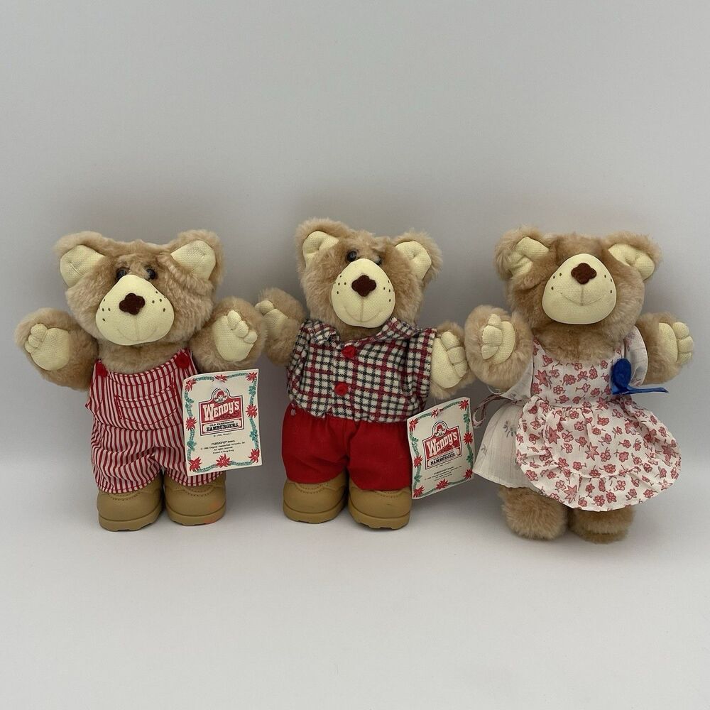 Set Of 3 Wendy’s Furskins 1986 Bears Vintage